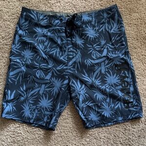 Hurley Black and Blue Tropical Board Shorts